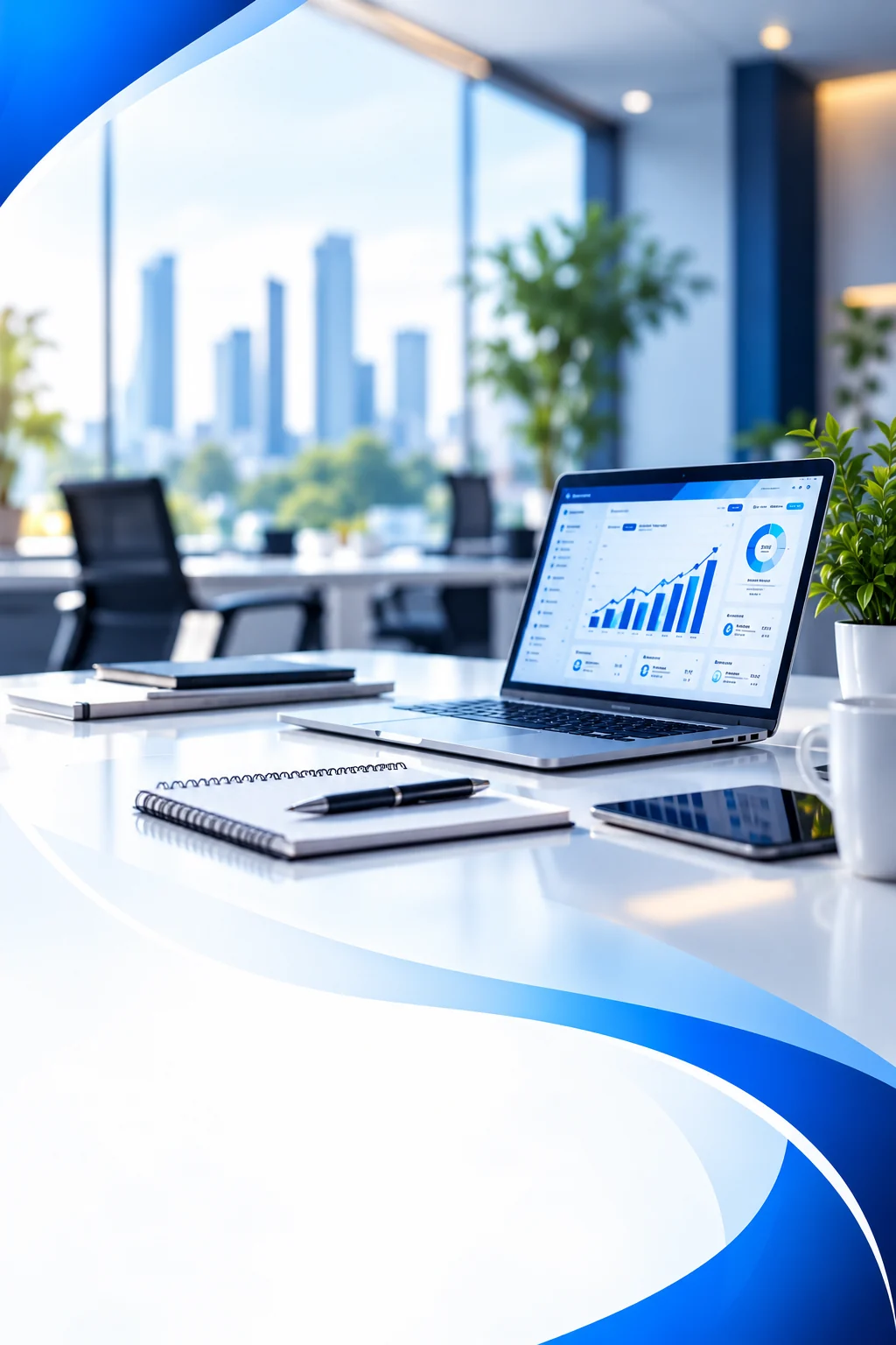 Laptop showing a business analytics dashboard
